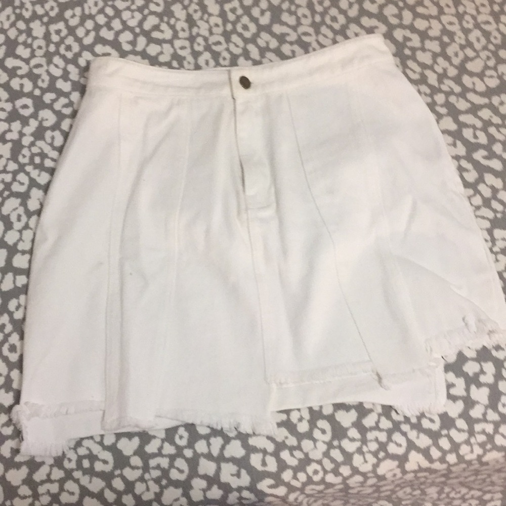 White Layered Jean Skirt